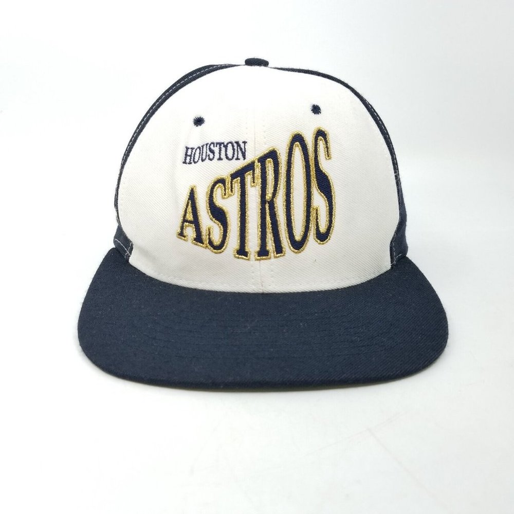 Houston Astros MLB Snapback Trucker Hat Slanted Text American Needle VTG RARE
